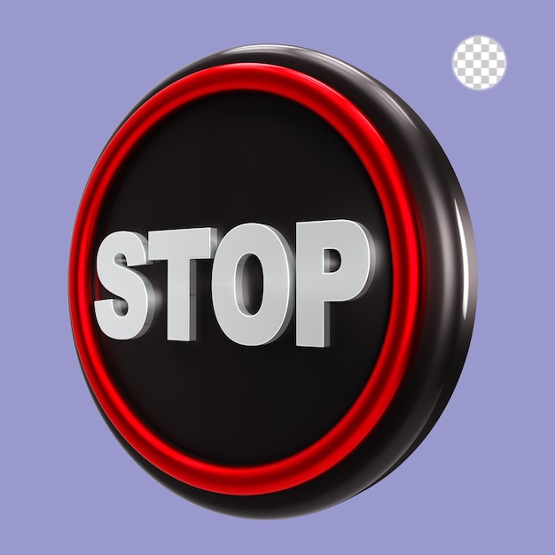 3D-Rendering von Stoppschild auf schwarzem Teller