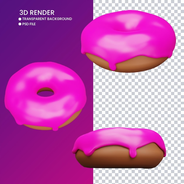 3D-Rendering von süßen Donuts