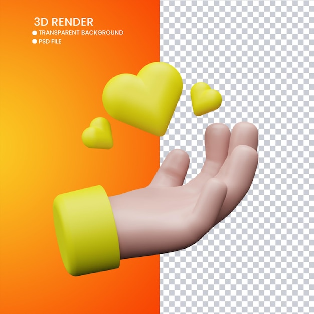 3D-Rendering von süßer Hand und Liebe