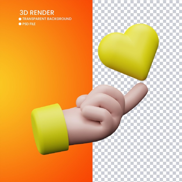 3D-Rendering von süßer Hand und Liebe