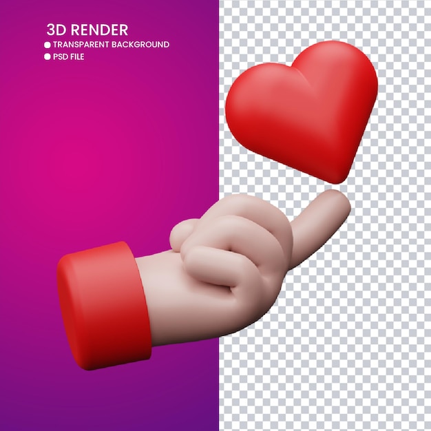 3D-Rendering von süßer Hand und Liebe