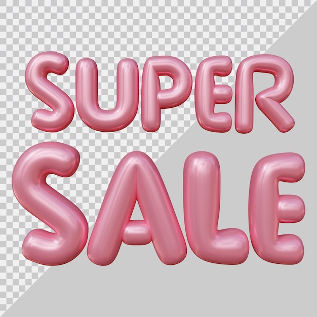 3d-rendering von super-sale-text mit modernem stil