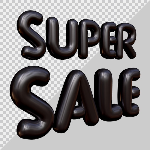 3D-Rendering von Super-Sale-Text mit modernem Stil