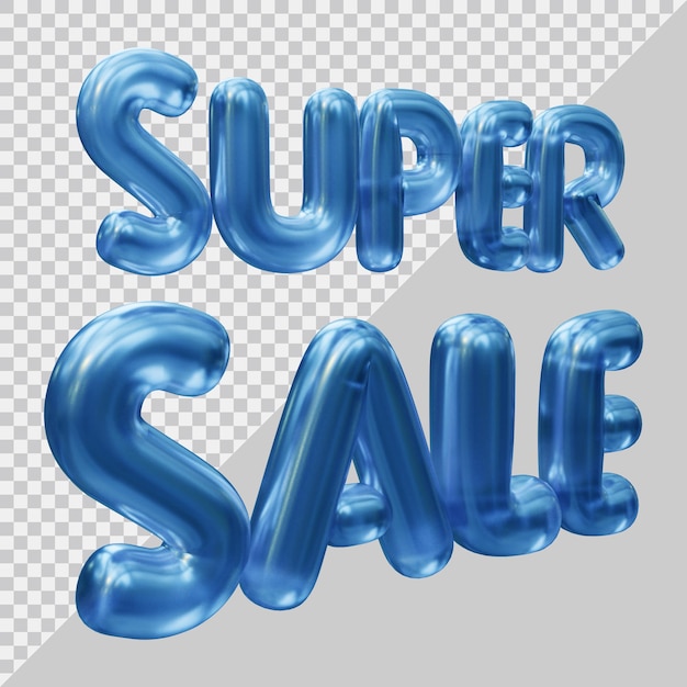 3d-rendering von super-sale-text mit modernem stil