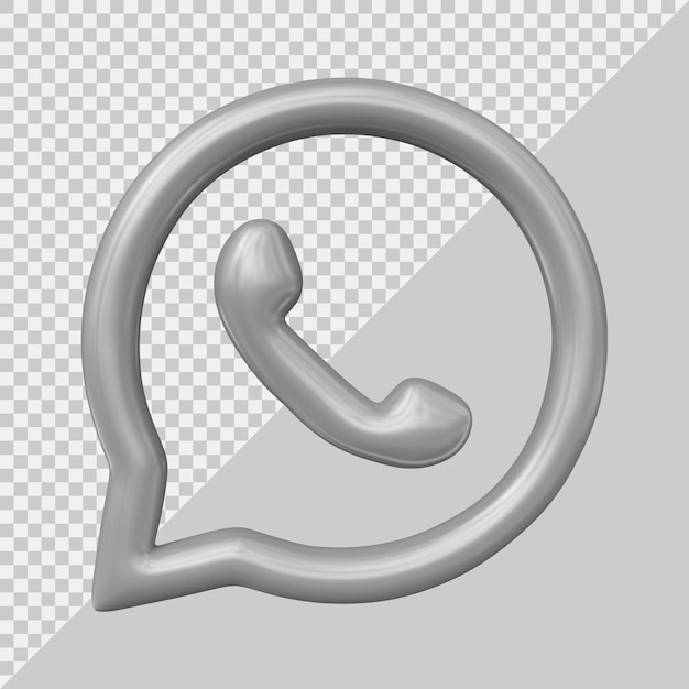 PSD 3d-rendering von whatsapp-symbol social media mit silbernem stil