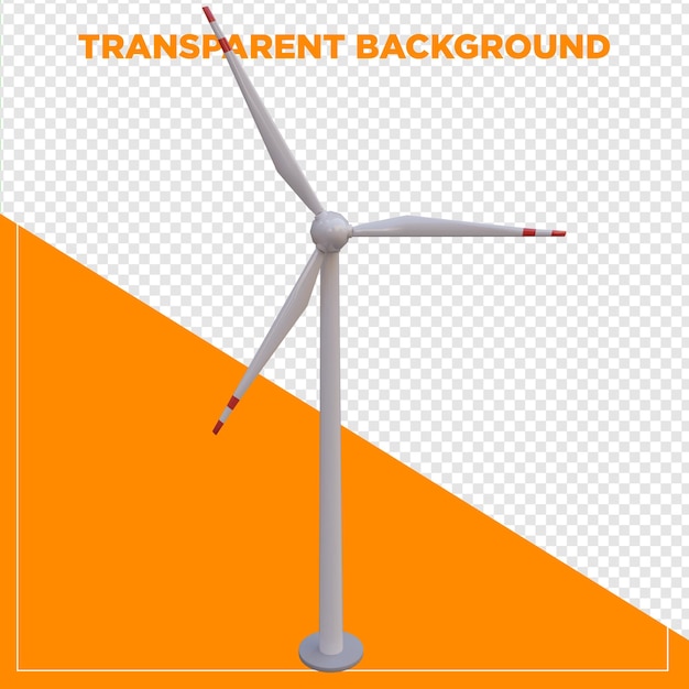3D-Rendering von Windturbinen mit durchsichtigem Hintergrund