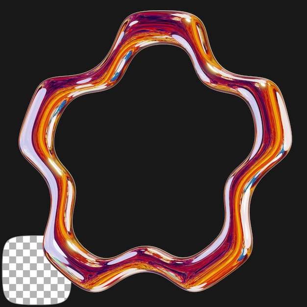 3D-Rendering von Y2K-Abstrakten Formen auf durchsichtigem Hintergrund