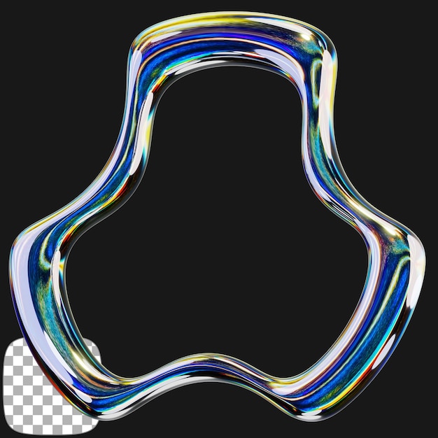 3D-Rendering von Y2K-Abstrakten Formen auf durchsichtigem Hintergrund