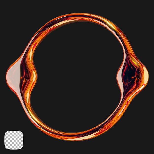 3D-Rendering von Y2K-Metallobjekten auf durchsichtigem Hintergrund