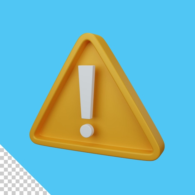 3D-Rendering Vorsichtszeichen isoliert nützlich für Benutzeroberflächen-Apps und Webdesign-Illustration