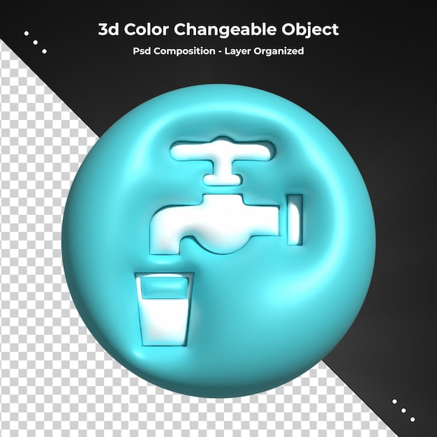 3d rendering water drop 3d element for psd composition