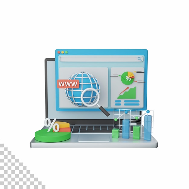 3d rendering web analysis isolated useful for business economy technology company and finance