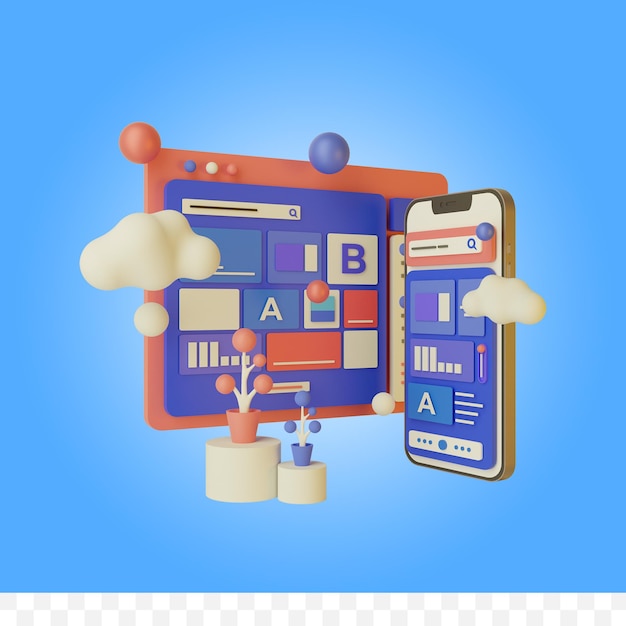 3d rendering web design illustration