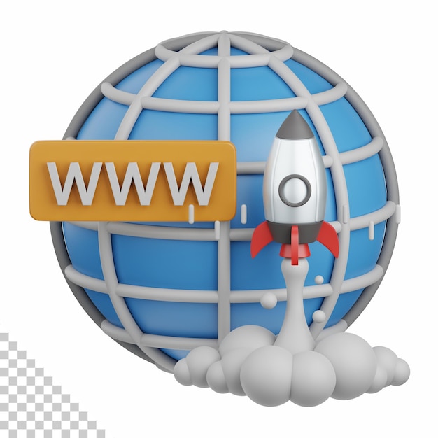 3d-rendering website launching isoliert nützlich für seo website internet optimierung und andere