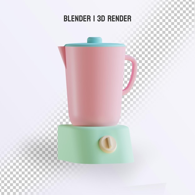 3D-Rendering weicher rosa Mixer mit transparentem Hintergrund