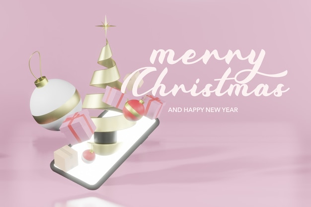 3D-Rendering Weihnachtspodest Modell Online-Shopping