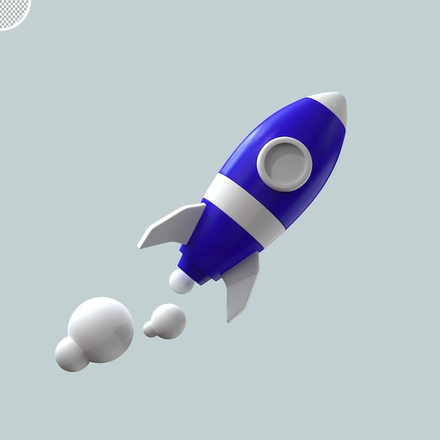 3D-Rendering Weltraumrakete mit rauchisoliertem Symbol