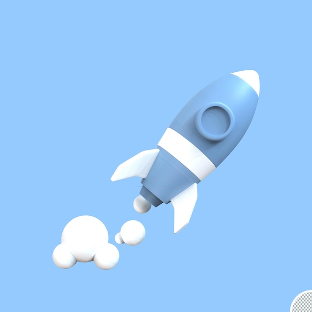 3D-Rendering Weltraumrakete mit rauchisoliertem Symbol