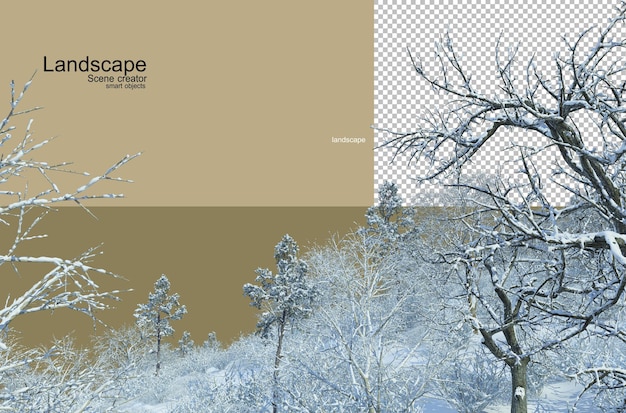 3d rendering winter tree scenery