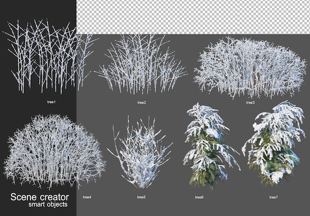 PSD 3d-rendering-winterbaumanordnung