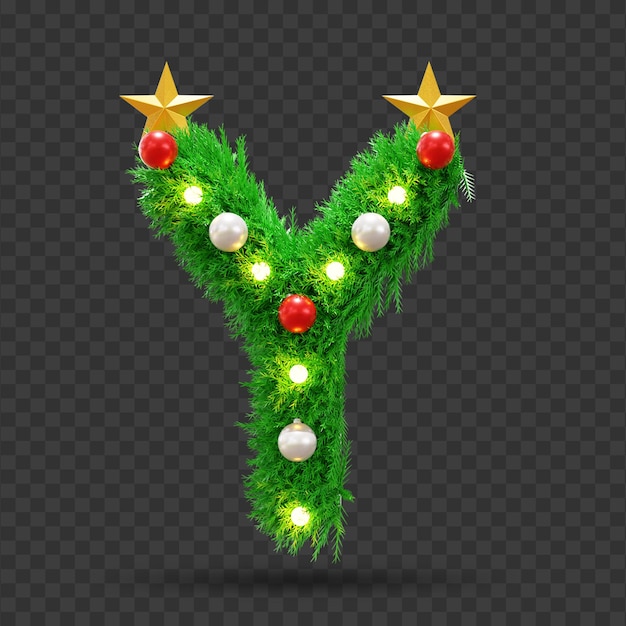 3D-Rendering Y Brief Weihnachtstexteffekt