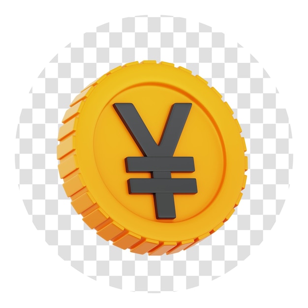 3D-Rendering Yen Japan-Währungsmünze 3D-Symbol transparenter Hintergrund