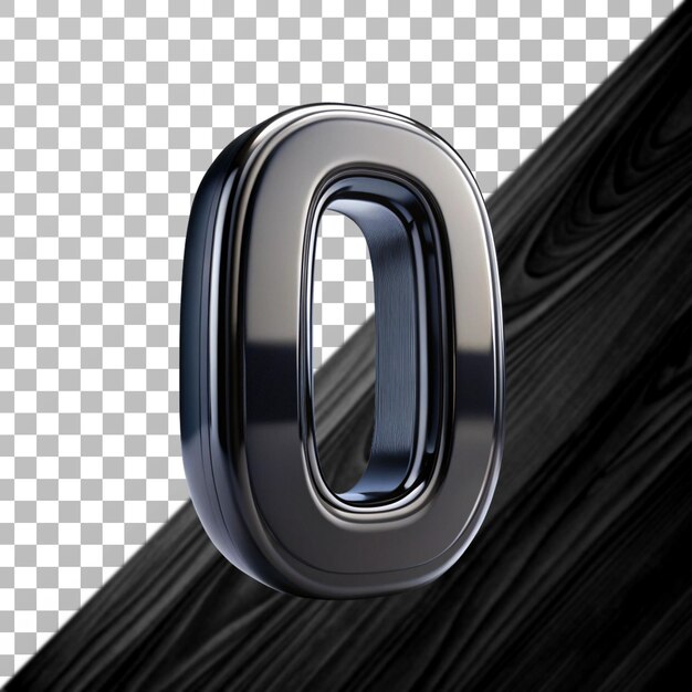 3D-Rendering-Zahl von 0 isoliert auf durchsichtigem Hintergrund