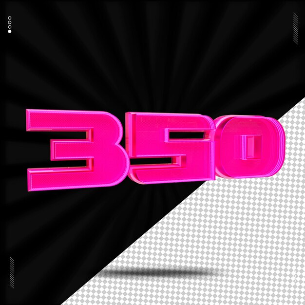 3D-Rendering-Zahlenschrift rosa Neon