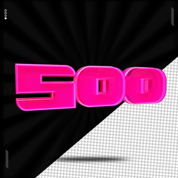 3D-Rendering-Zahlenschrift rosa Neon