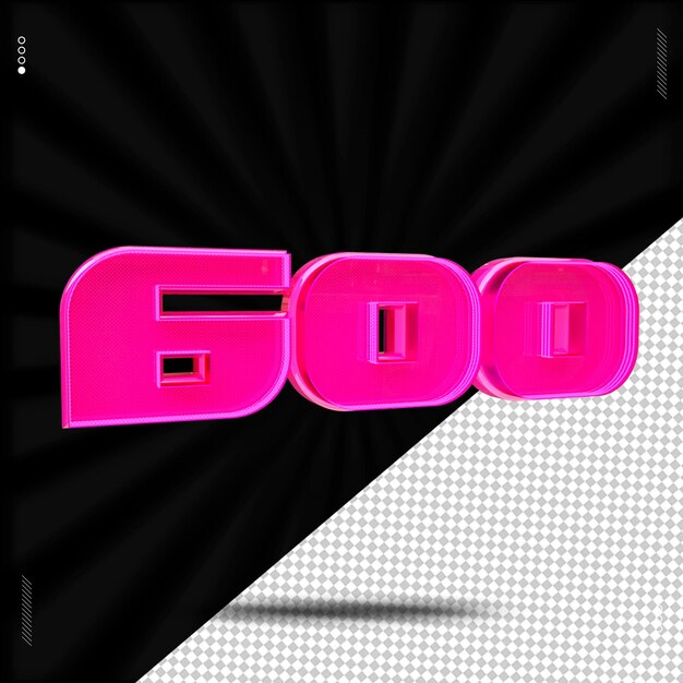 3D-Rendering-Zahlenschrift rosa Neon