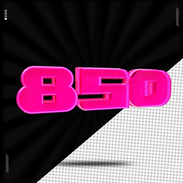 3D-Rendering-Zahlenschrift rosa Neon
