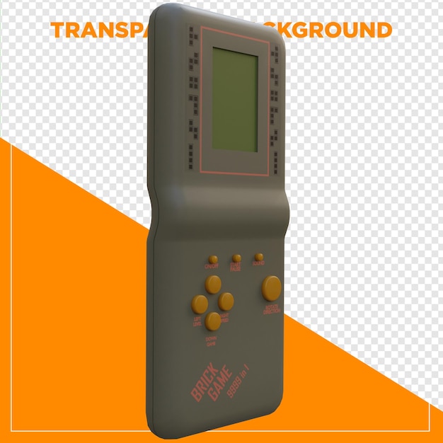 3D-Rendering-Ziegelstein-Spiel alte Konsole mit transparentem Hintergrund