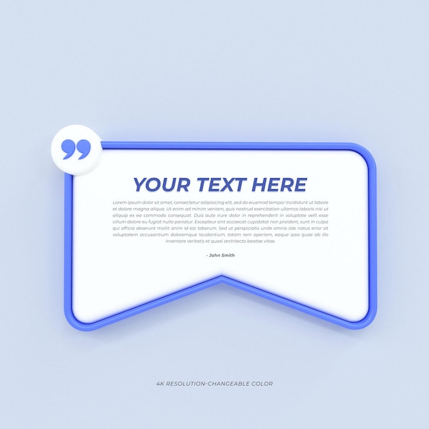 3D-Rendering Zitatrahmen, Felder, leere Vorlagen, realistisch, minimaler Text, Infodesign, Banner-Design