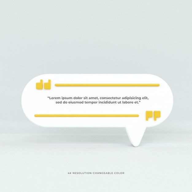 3D-Rendering Zitatrahmen, Felder, leere Vorlagen, realistisch, minimaler Text, Infodesign, Banner-Design