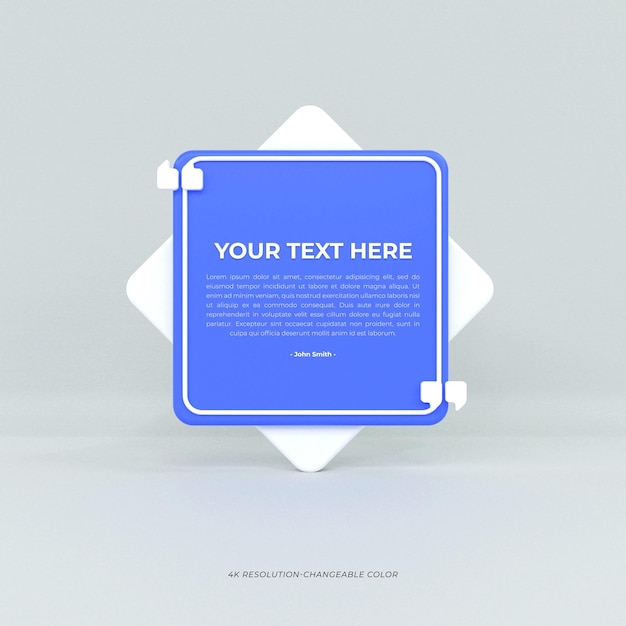 3D-Rendering Zitatrahmen, Felder, leere Vorlagen, realistisch, minimaler Text, Infodesign, Banner-Design
