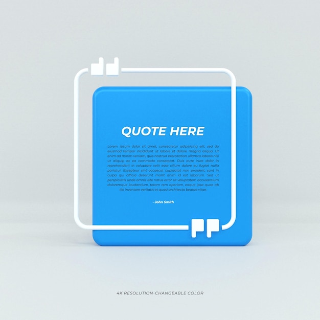 3D-Rendering Zitatrahmen, Felder, leere Vorlagen, realistisch, minimaler Text, Infodesign, Banner-Design