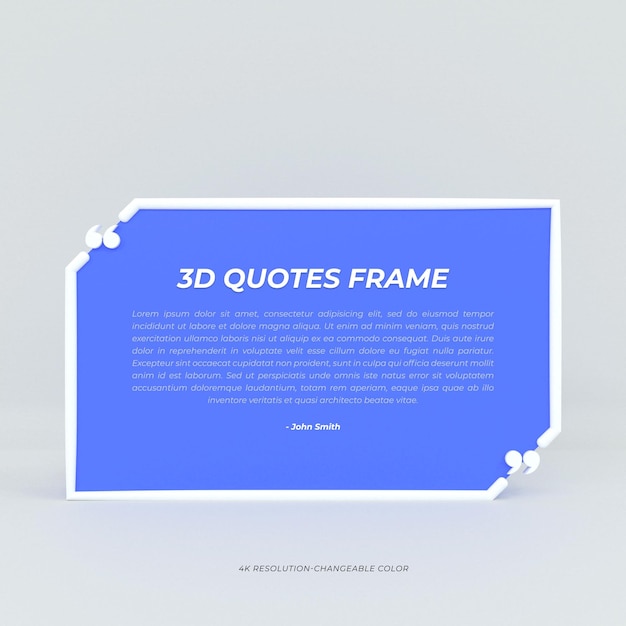 3D-Rendering Zitatrahmen, Felder, leere Vorlagen, realistisch, minimaler Text, Infodesign, Banner-Design