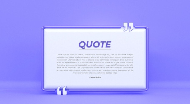 3D-Rendering Zitatrahmen, Felder, leere Vorlagen, realistisch, minimaler Text, Infodesign, Banner-Design