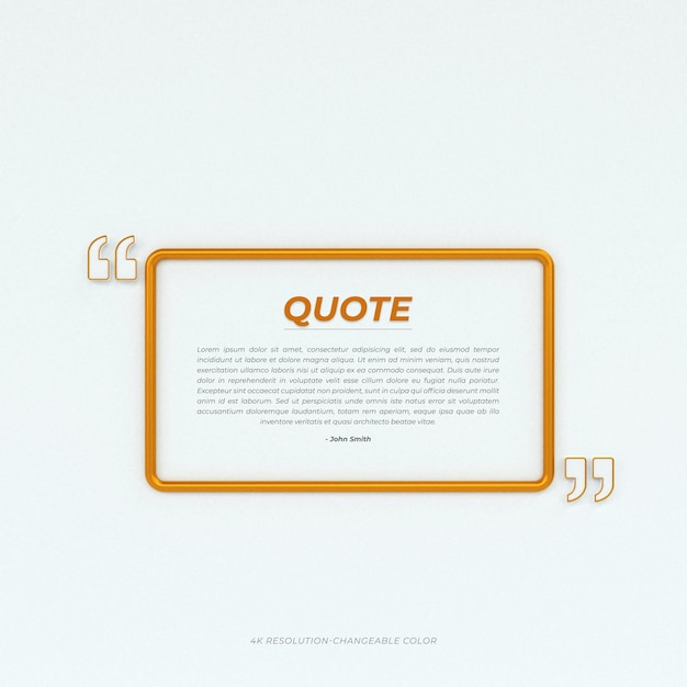 3D-Rendering Zitatrahmen, Felder, leere Vorlagen, realistisch, minimaler Text, Infodesign, Banner-Design