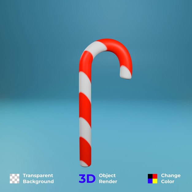 3d-rendering zuckerstange weihnachtsbonbon design rot weiß illustration