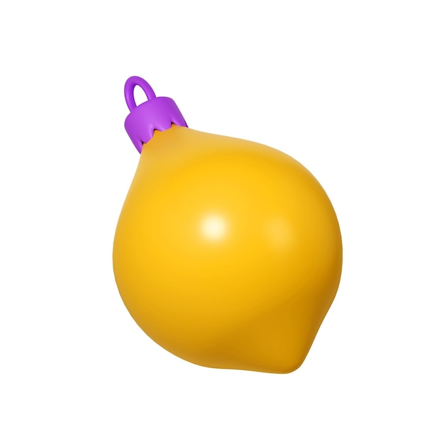 PSD 3d renderização amarelo ícone de bola de natal na forma de elemento de limão feriados de inverno brinquedo para abeto