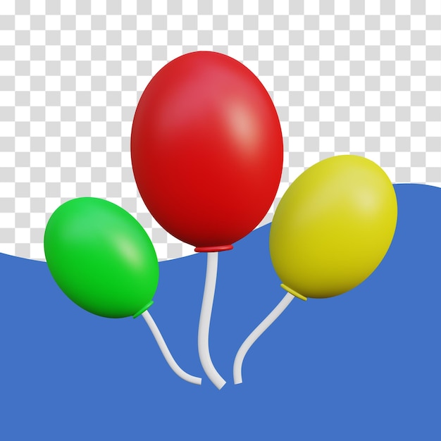 3d renderização ballon três cores