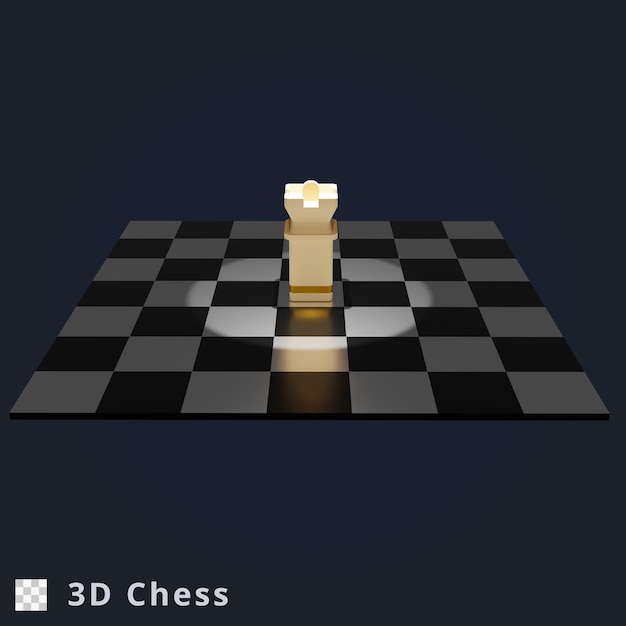 PSD 3d renderização banir a ilustração de xadrez do rei