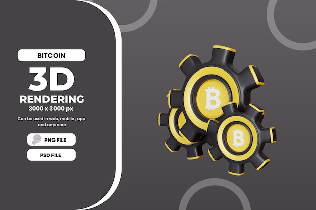 3d renderização bitcoin configuração ilustração psd premium
