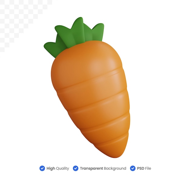 PSD 3d renderização cenouras amarelas frescas isoladas