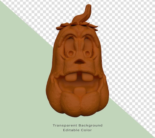 3d renderização da cor da abóbora de Halloween com dentes grandes de rosto maligno fundo mínimo de Halloween