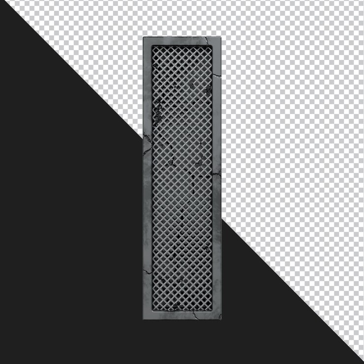 PSD 3d renderização da letra do alfabeto de metal rachado isolada