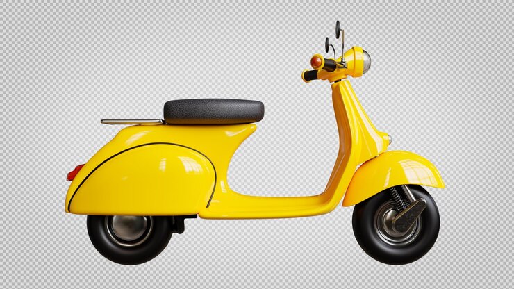 PSD 3d renderização da motocicleta retrô amarela em fundo transparente