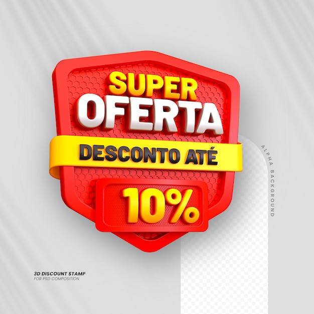 PSD 3d renderização de 10 por cento de desconto de ouro tags de venda para a promoção do seu produto selo de venda 3d