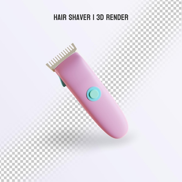 3d renderização de barbeador de cabelo rosa suave com fundo transparente